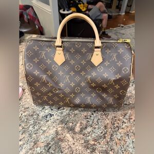 Brown and Tan top handle bag